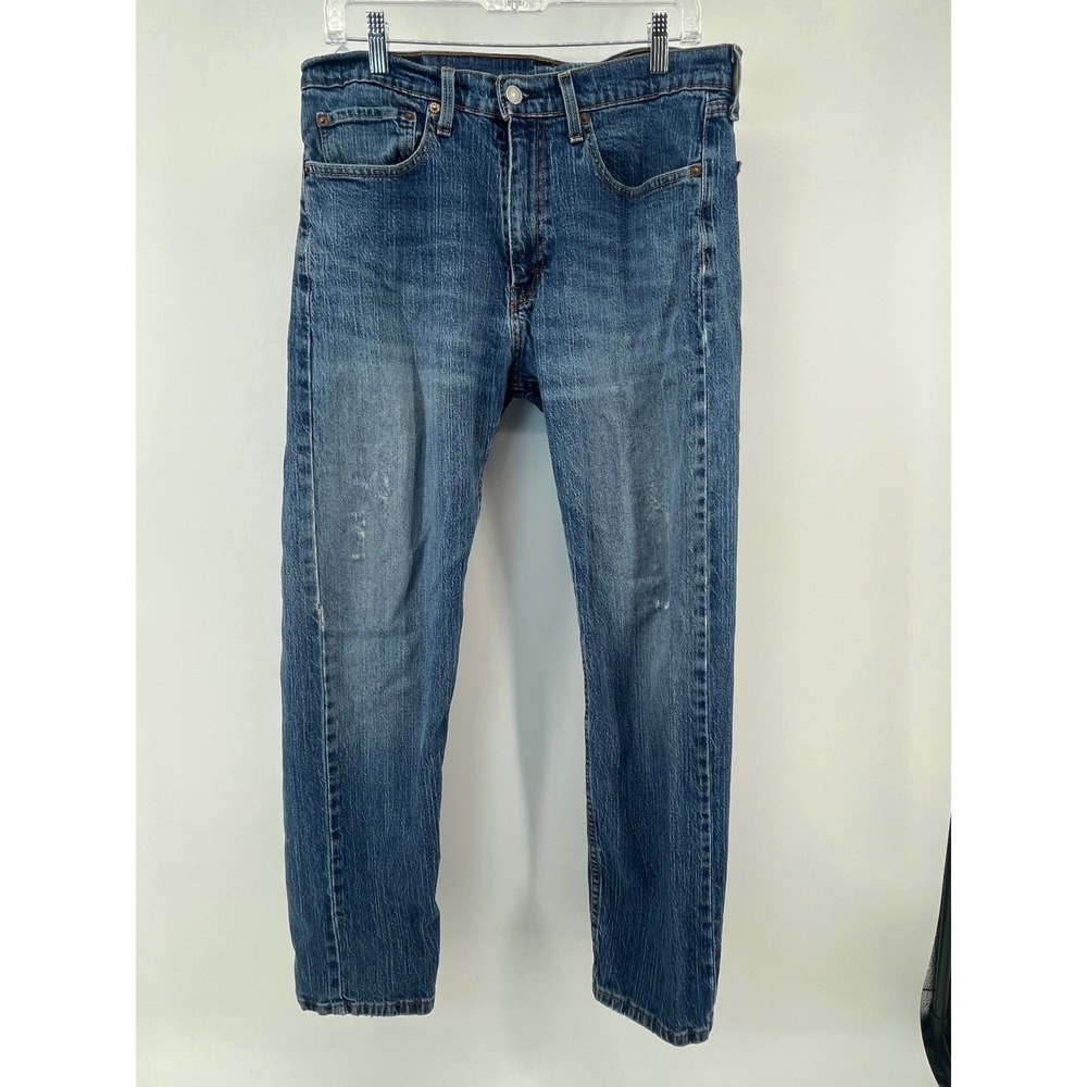 Levi's 505 Regular Fit Jeans Mens 34x30 Blue Medium Wash Distressed Denim